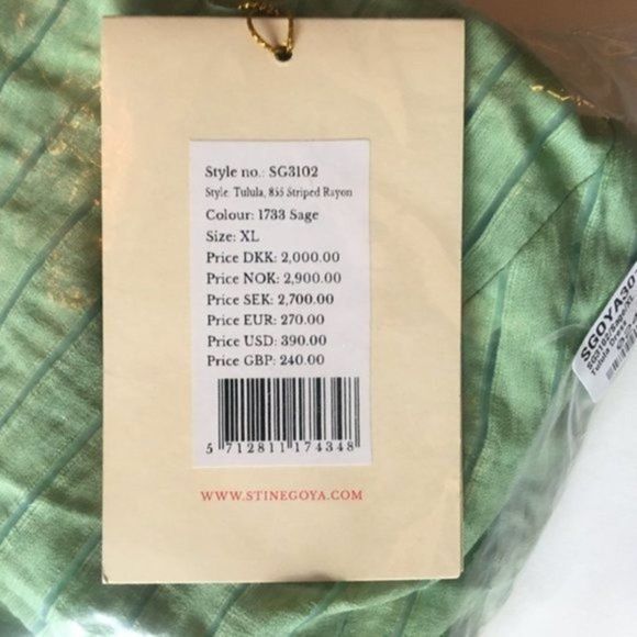 Stine Goya Tulula Dress Women’s Size XL Green Stripe Sage $390 MSRP NWT - Picture 2 of 14